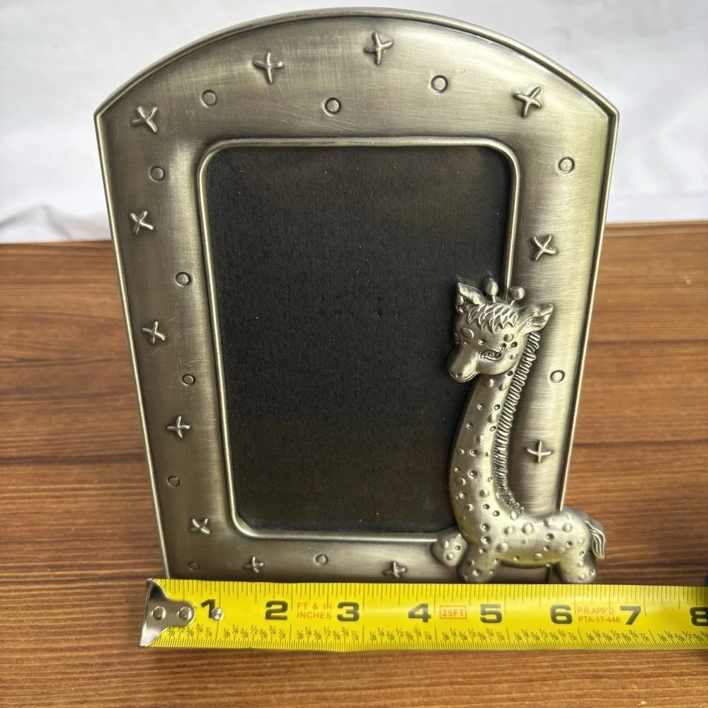 Fetco Pewter Giraffe 4x6 Picture Frame Nursery Safari Jungle‎ Baby Photo Frame